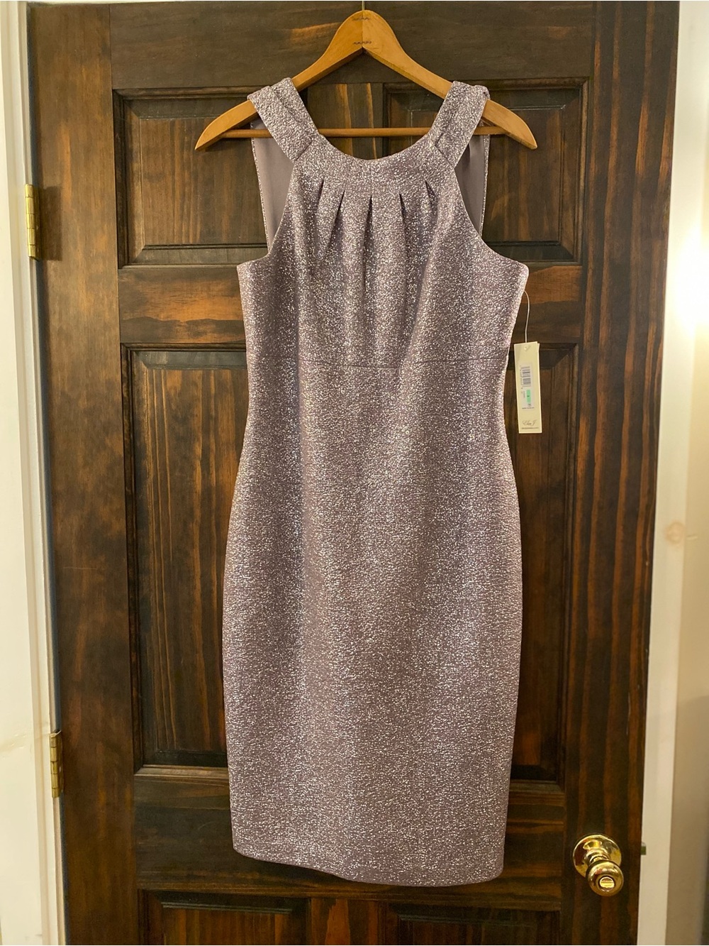 Eliza J Lavender Metallic Sheath Dress